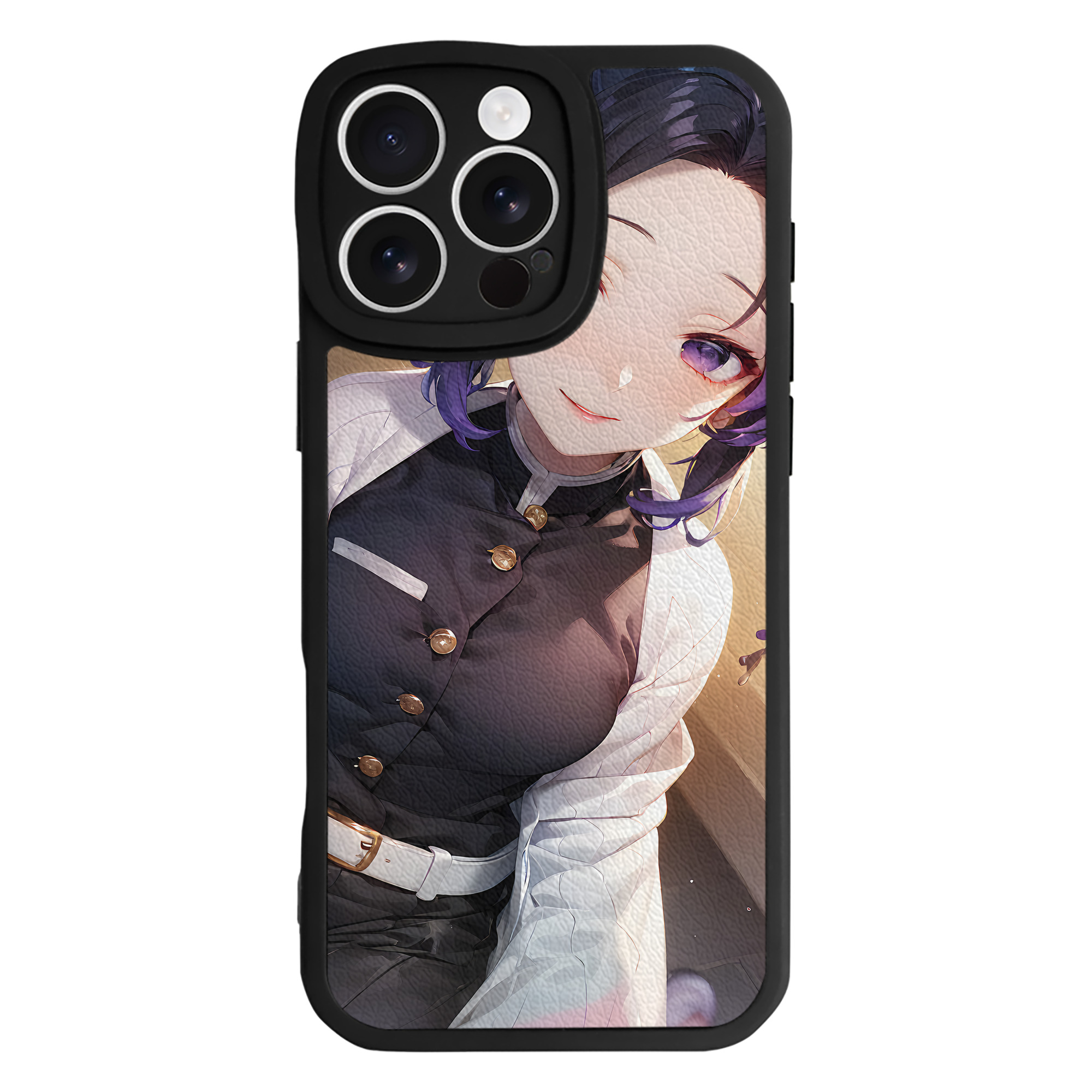 （画像用） 鬼滅の刃（きめつのやいば）蟲柱-胡蝶 しのぶ／こちょう しのぶ Kochou Shinobu 【iPhone 16シリーズ対応】シリコンスマホケース（レザー調） 材質：シリコン